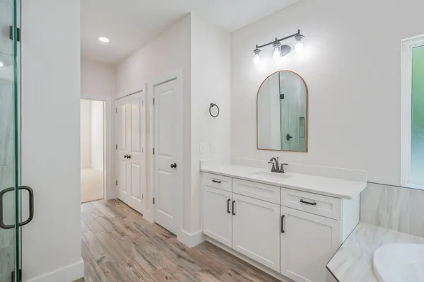 a bathroom with a shower