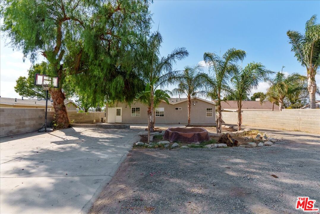 5854 Pedley Road Riverside, CA 92509 - Photo 31 of 36 a row of palm trees sitting in a yard with swimming pool