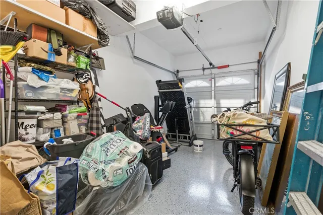 a view of a storage room with furniture
