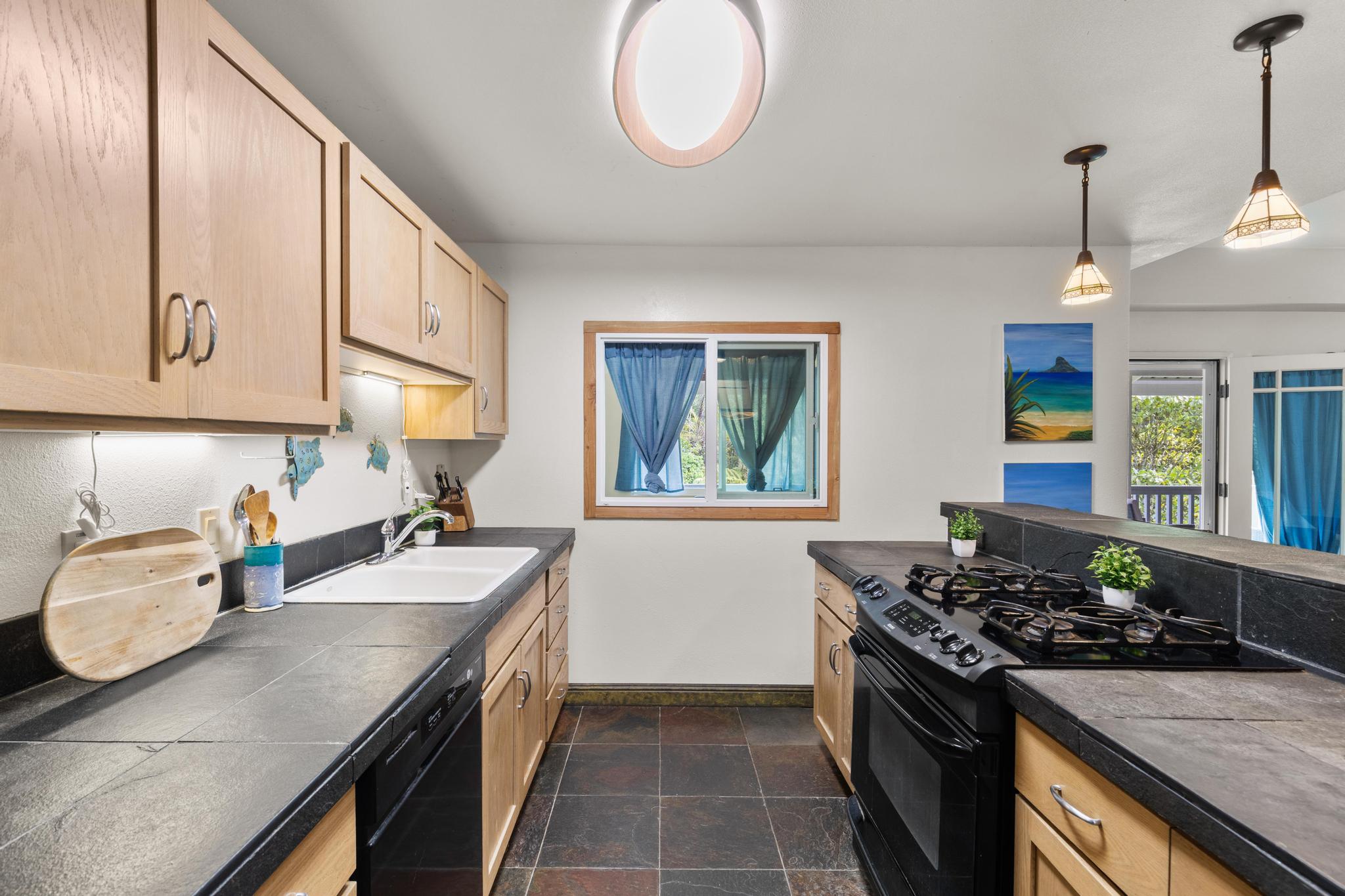 120 Opio Road Hilo, HI 96720 - Photo 6 of 30 a kitchen with a stove a sink a stove and a window
