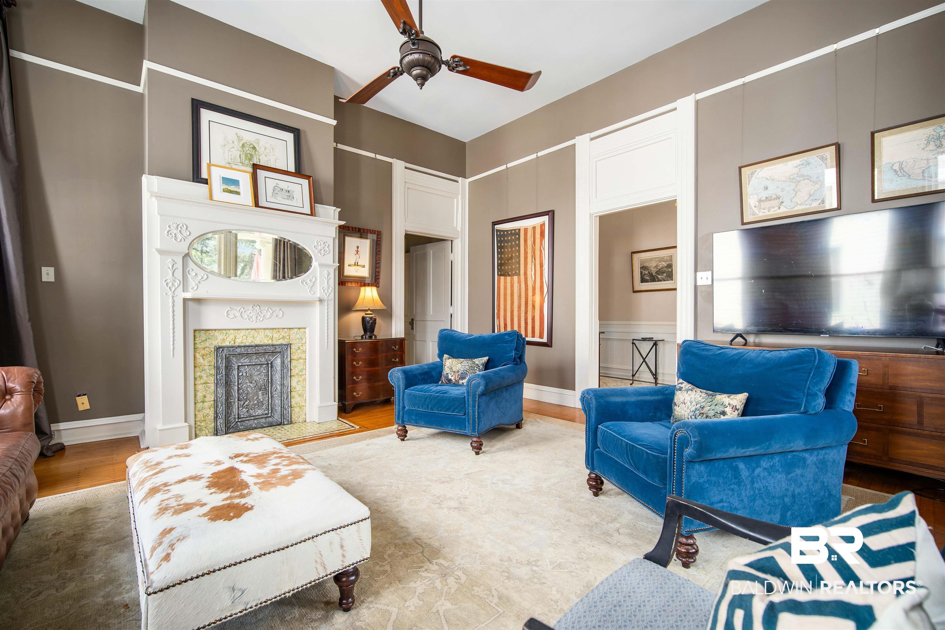 1314 Dauphin Street Mobile, AL 36604 - Photo 14 of 61 Den with hardwood floors and ceiling fan