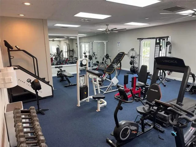 a view of a room with gym equipment