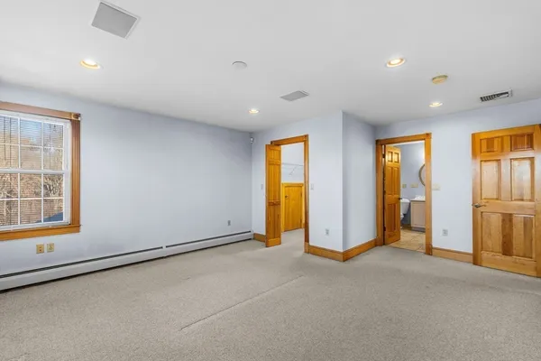 an empty room with windows