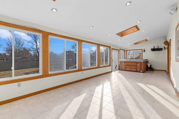 a view of room with a large window