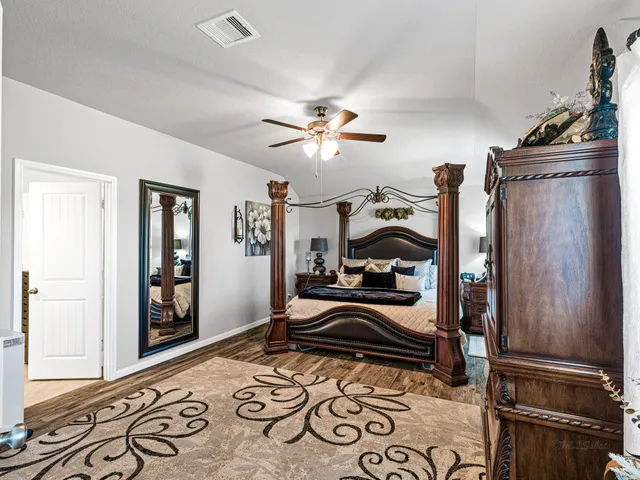 a front view of a bedroom