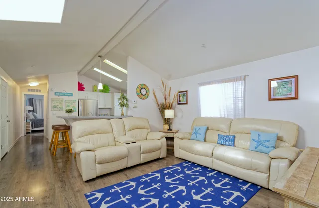 a living room with furniture and a couch