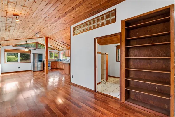 a view of front door and bedroom