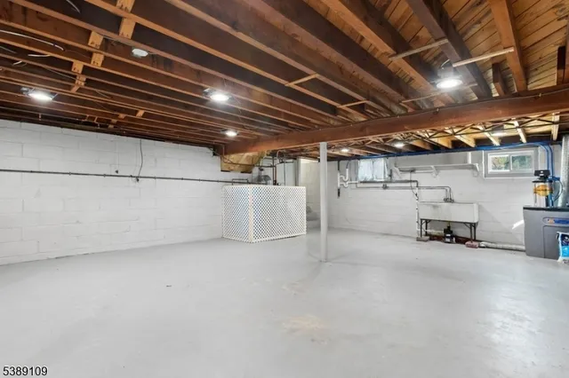 a view of a garage room with racks