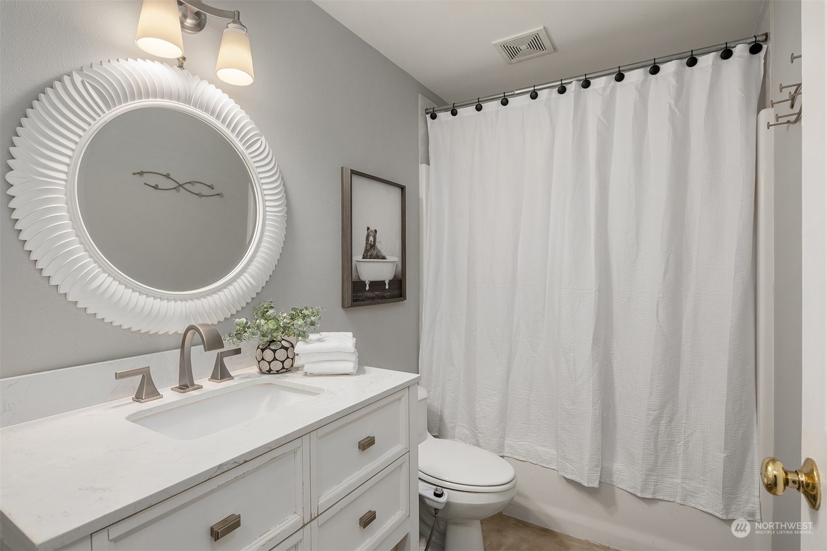 730 Redmond-Fall City Road Northeast Carnation, WA 98014 - Photo 24 of 40 a bathroom with a sink and a mirror