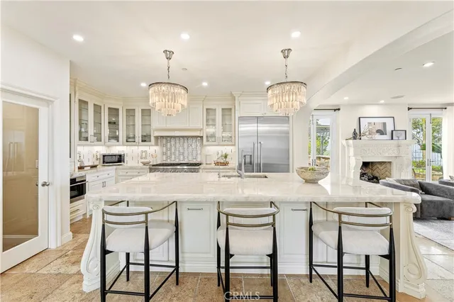 a living room with fireplace furniture and a potted plant