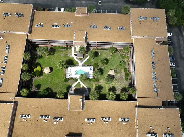 an aerial view of a house