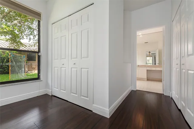 a view of an empty walk in closet