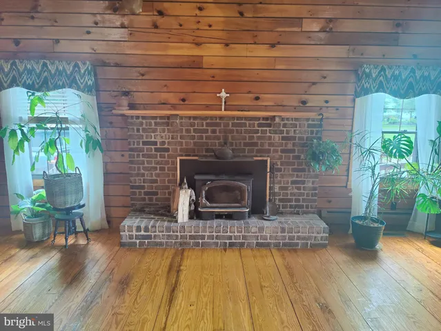 a living room with a fireplace