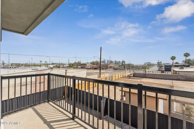 a view of city from a balcony