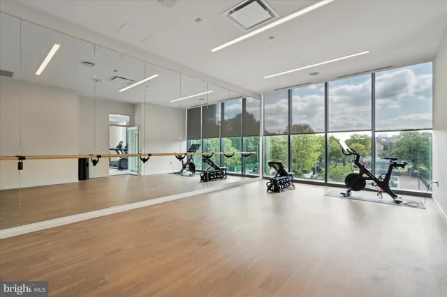 a view of a room with gym equipment