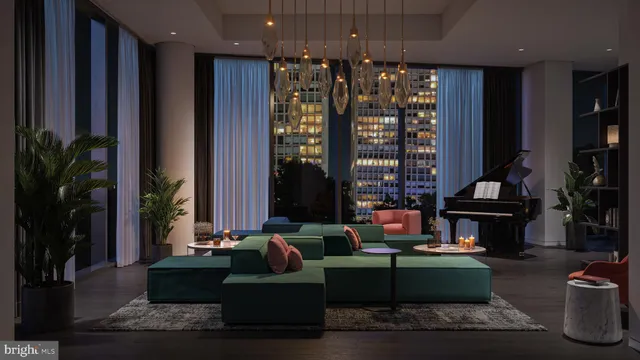 a view of a brick building with a large tree