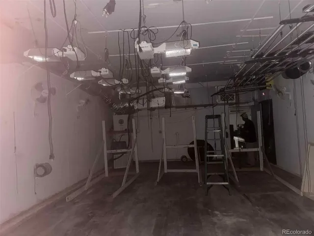 a view of small space with racks on the wall