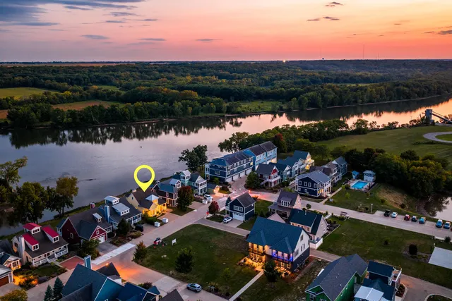 a view of swimming pool and outdoor seating