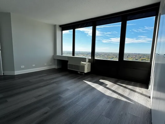 a living room with a large window