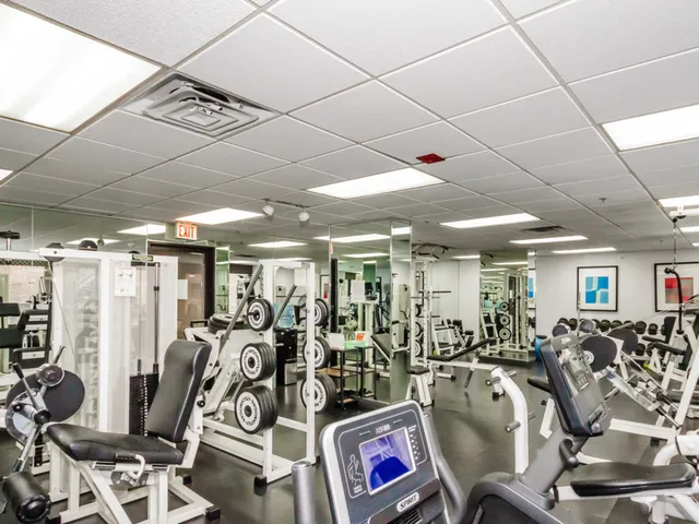 a view of a room with gym equipment