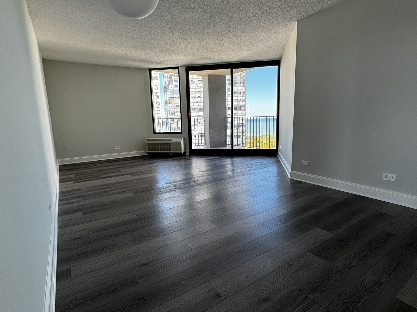 5320 North Sheridan Road, Unit 2109 Chicago, IL 60640 - Photo 6 of 16 an empty room with wooden floor and windows