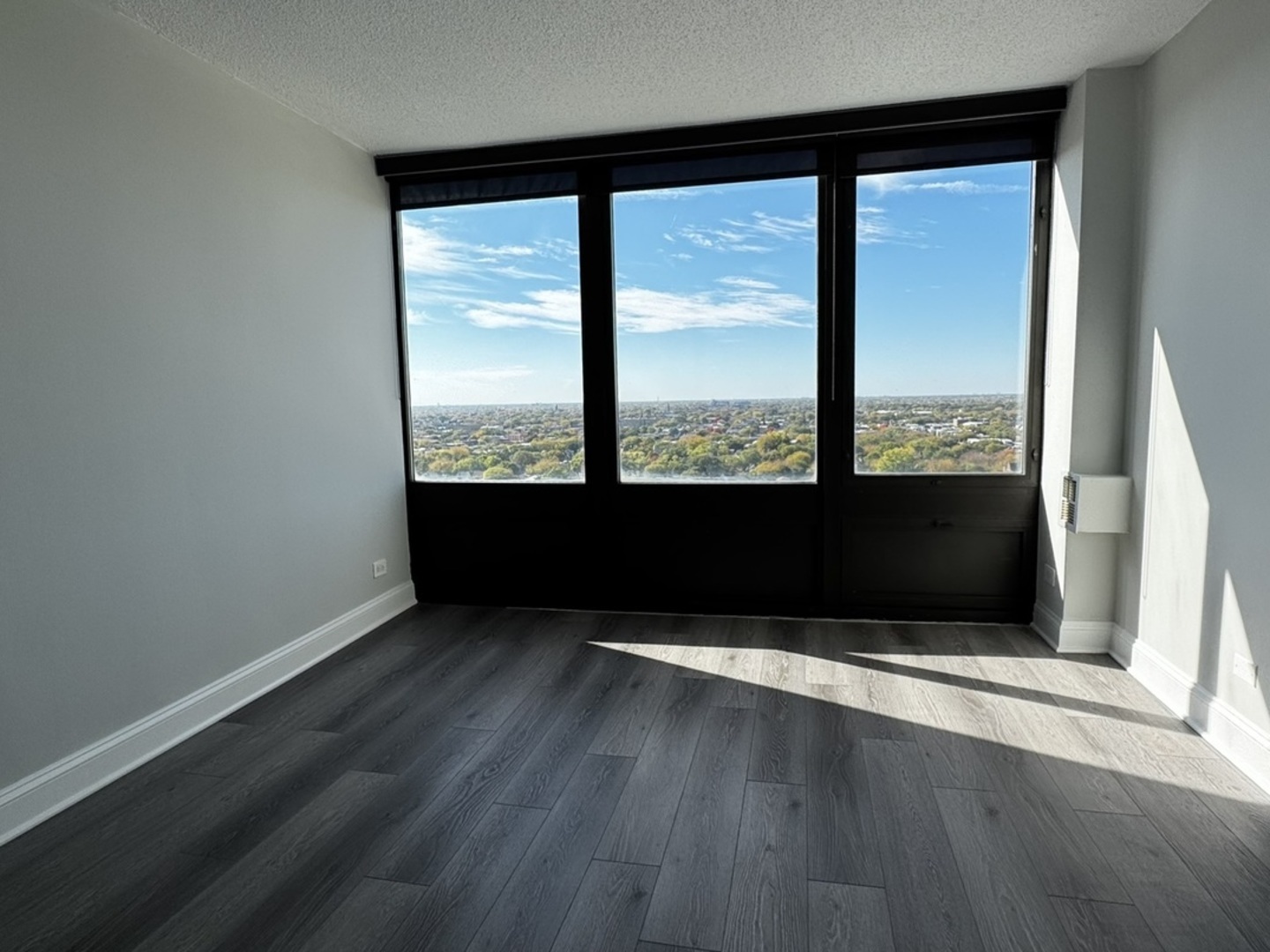 5320 North Sheridan Road, Unit 2109 Chicago, IL 60640 - Photo 8 of 16 an empty room with wooden floor and windows