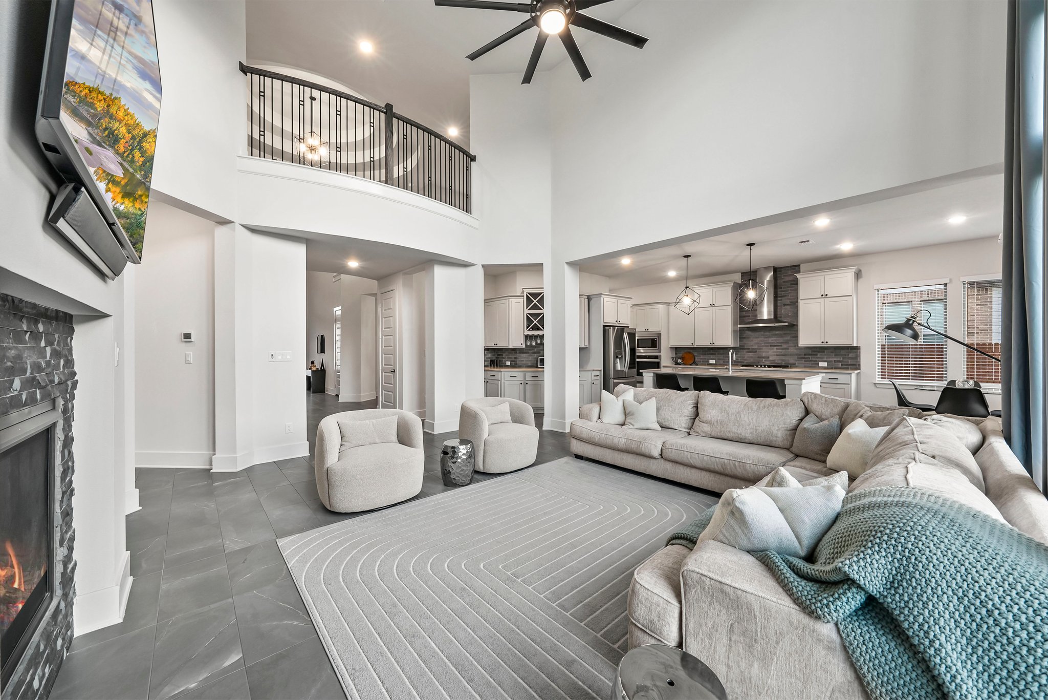 124 Low River Lane Georgetown, TX 78628 - Photo 6 of 39 a living room with furniture and a fireplace