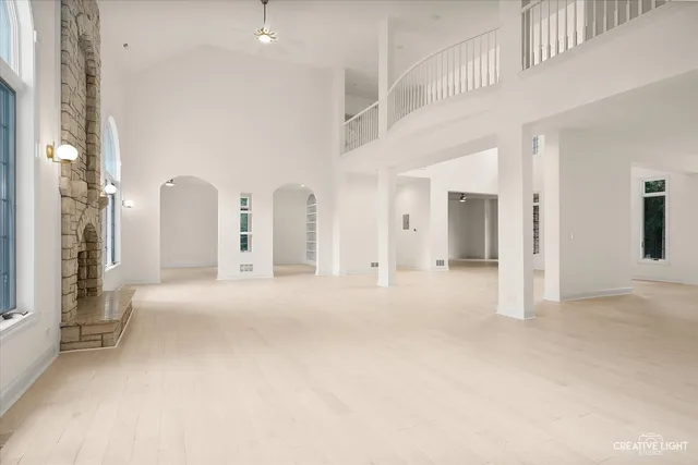 a view of a room with a white walls