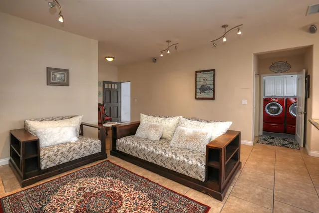 a living room with furniture