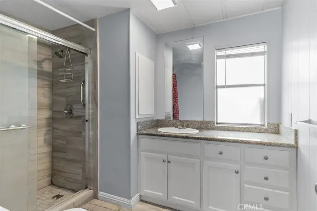 an aerial view of a building with outdoor space