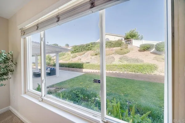 a view of backyard from window