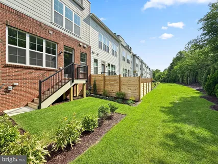 a view of a park with large trees and a pathway