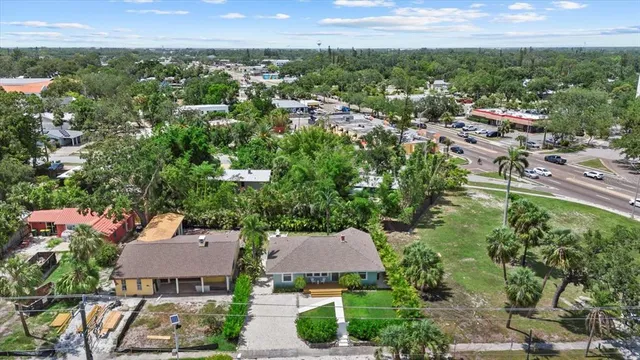 an aerial view of a house