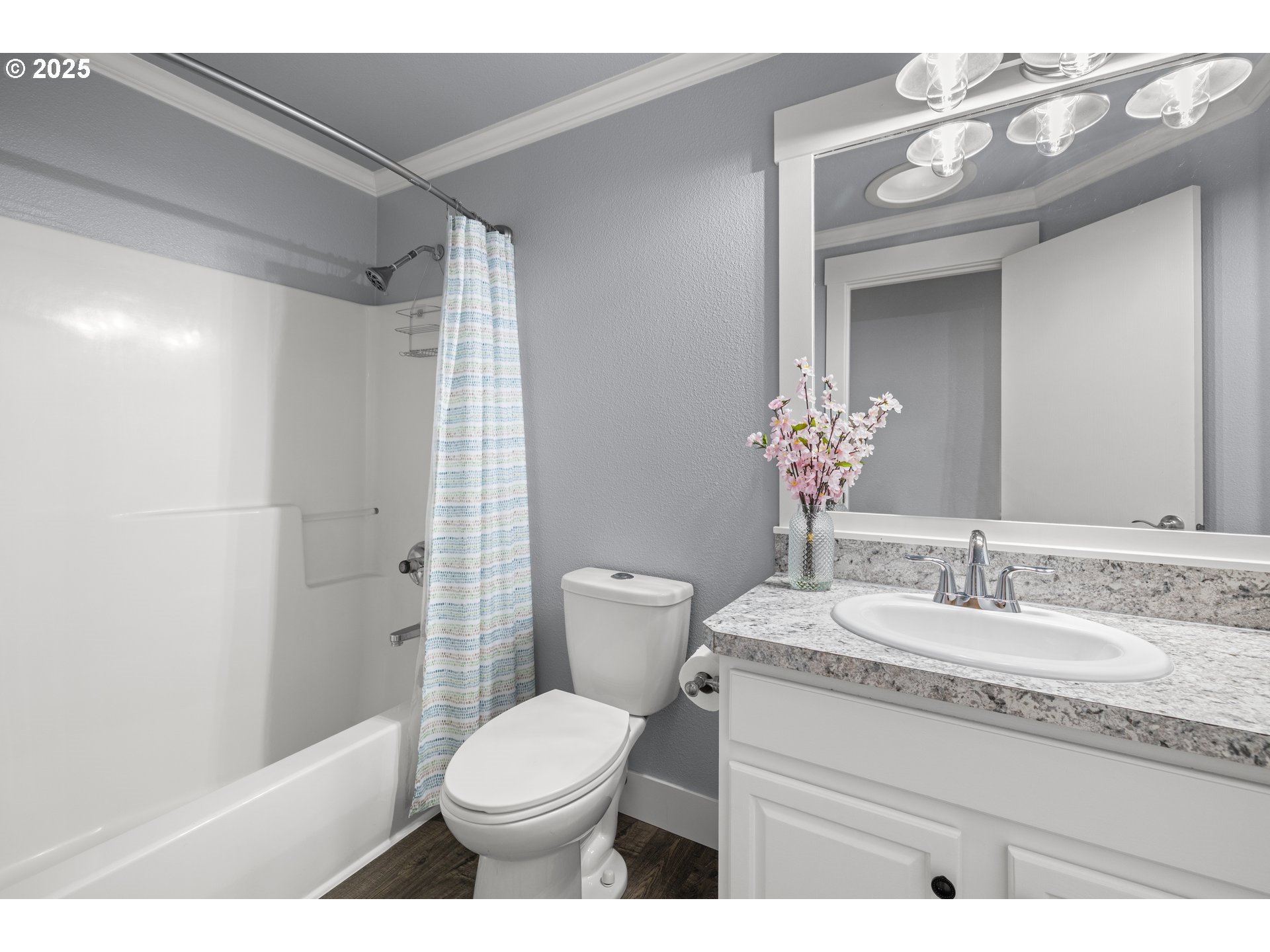 7243 Southwest Applegate Drive Beaverton, OR 97007 - Photo 22 of 39 a bathroom with a granite countertop sink toilet and shower