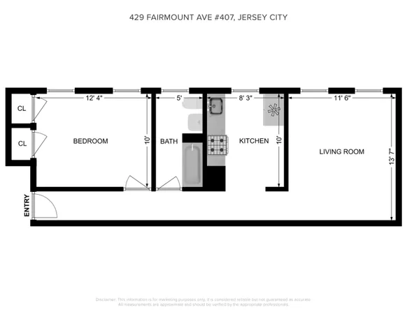 $1,800 | 429 Fairmount Avenue, Unit 407, Jersey City, NJ 07306