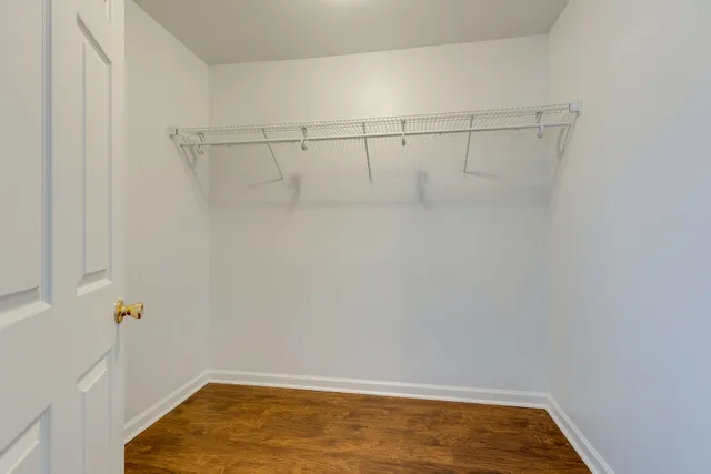 a view of a room with racks on the wall