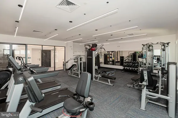 a view of a room with gym equipment