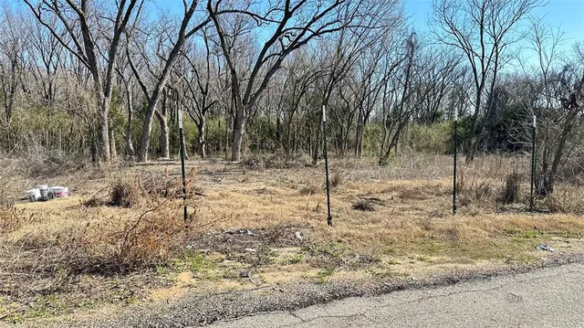 a view of a yard covered with snow in the background