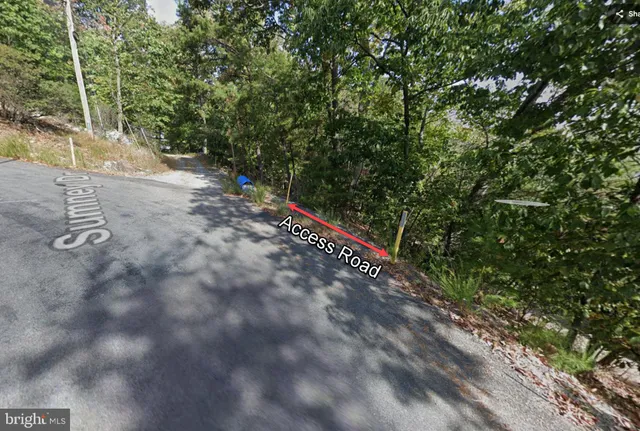 a view of a pathway with a park