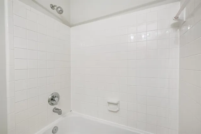 a bathroom with a bathtub