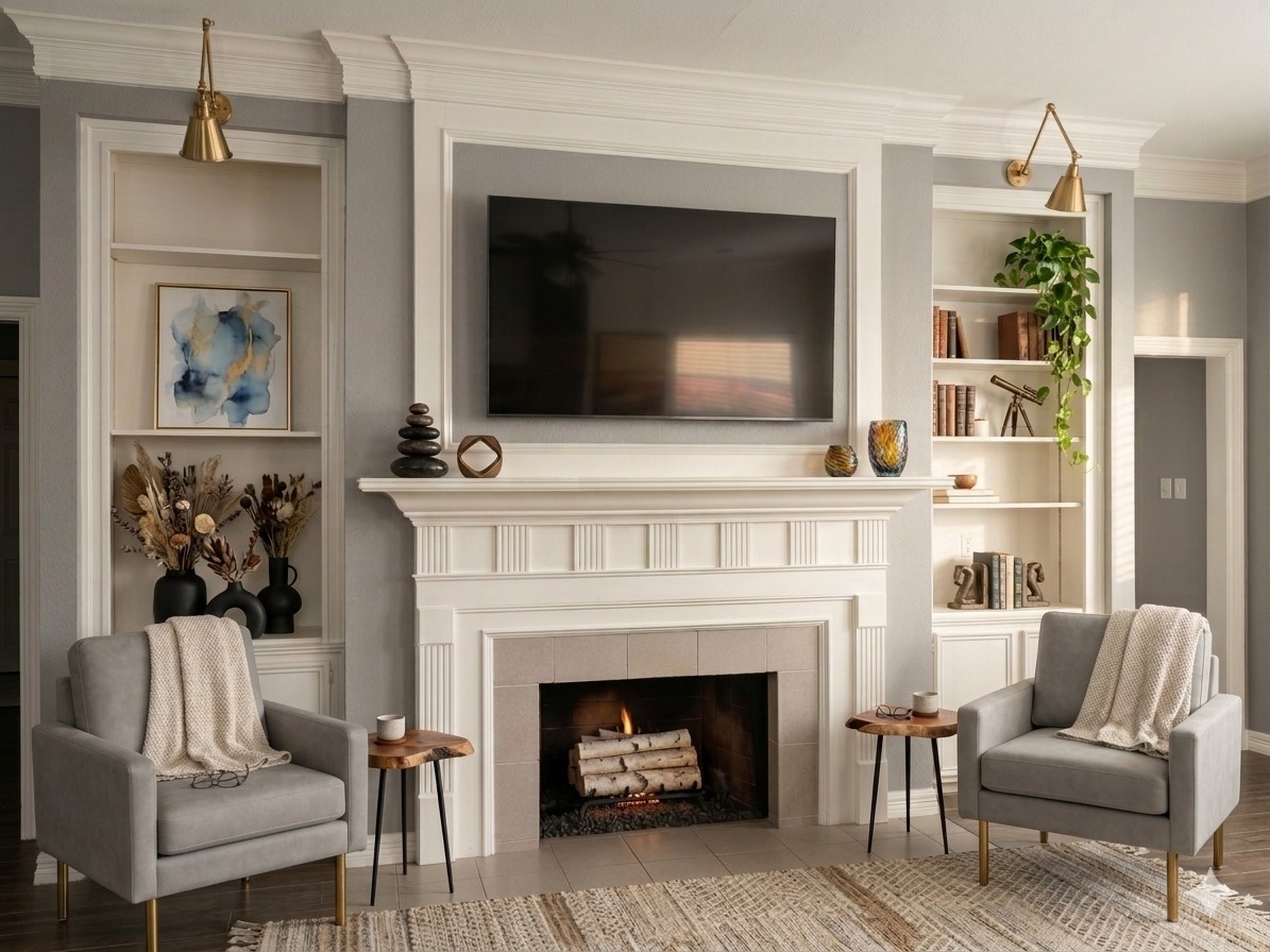13107 Walnut Lake Road Houston, TX 77065 - Photo 8 of 21 a living room with a fireplace and a fireplace