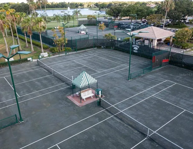 a outdoor space with lots of residential buildings