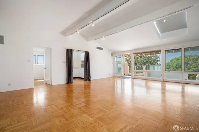 a view of balcony with city