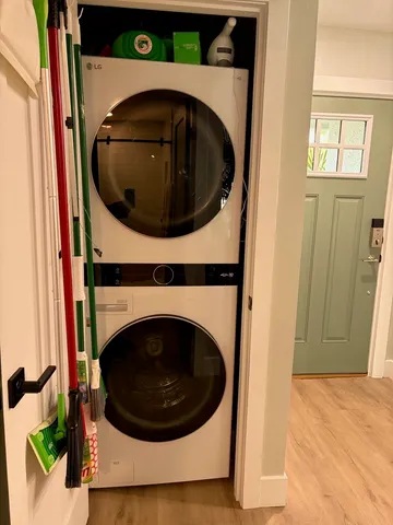 a utility room with a washer and dryer