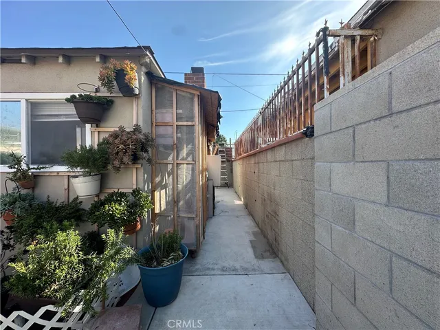 a aerial view of a house yard and garden
