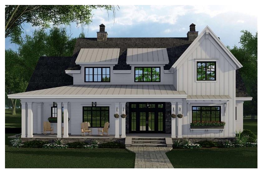 front view of a house with a yard