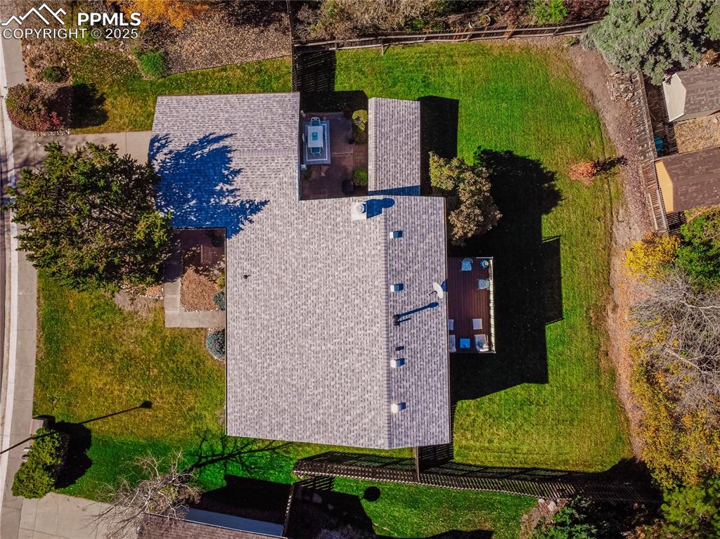422 Saddlemountain Road Colorado Springs, CO 80919 - Photo 30 of 30 an aerial view of a house with a yard and garden