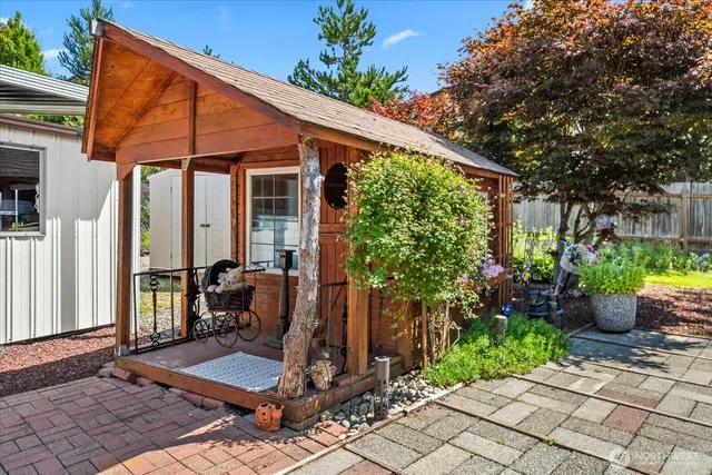 a view of a house with a patio
