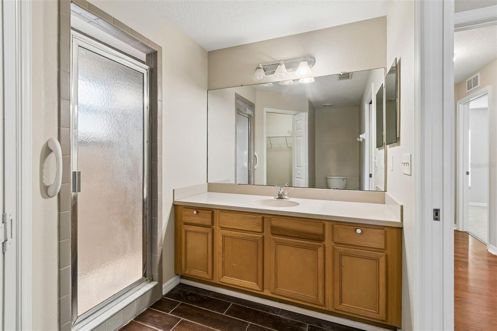 4631 Eagle Ranch Drive Zephyrhills, FL 33542 - Photo 24 of 58 a bathroom with a double vanity sink and a mirror