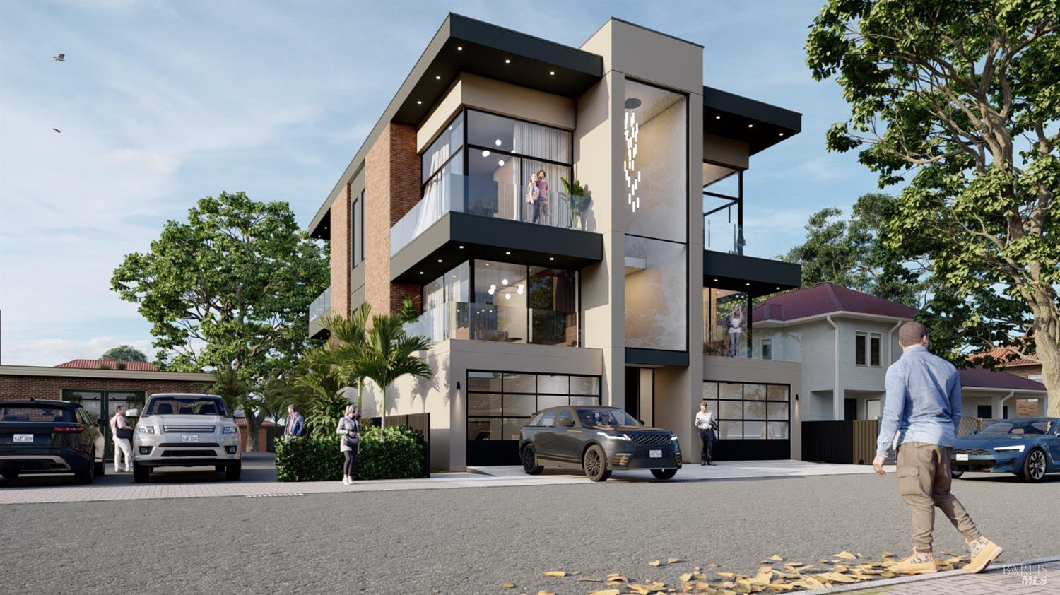 a car parked in front of a building